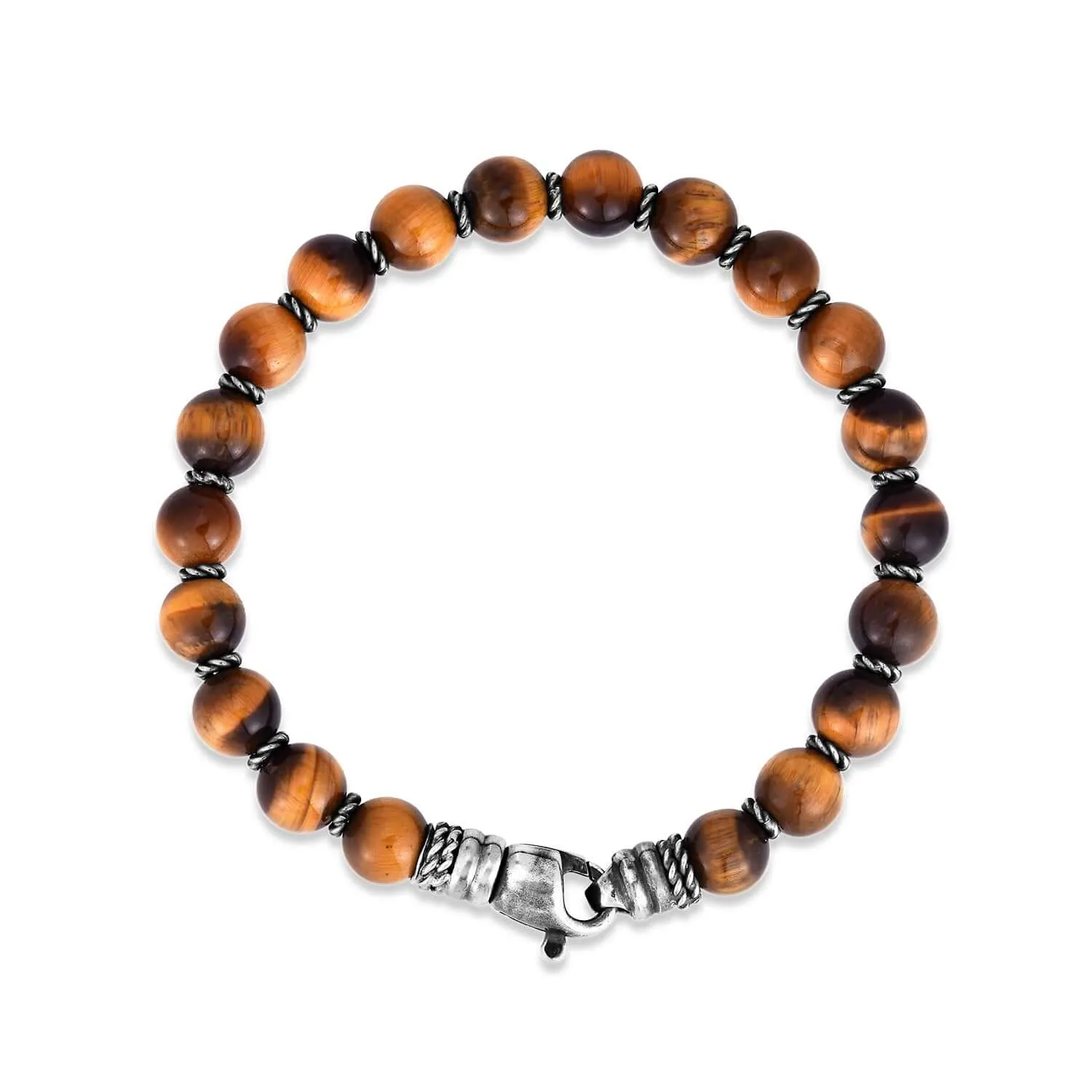 Silver & Tiger's Eye Bead Bracelet