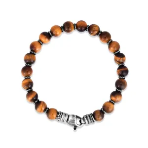 Silver & Tiger's Eye Bead Bracelet