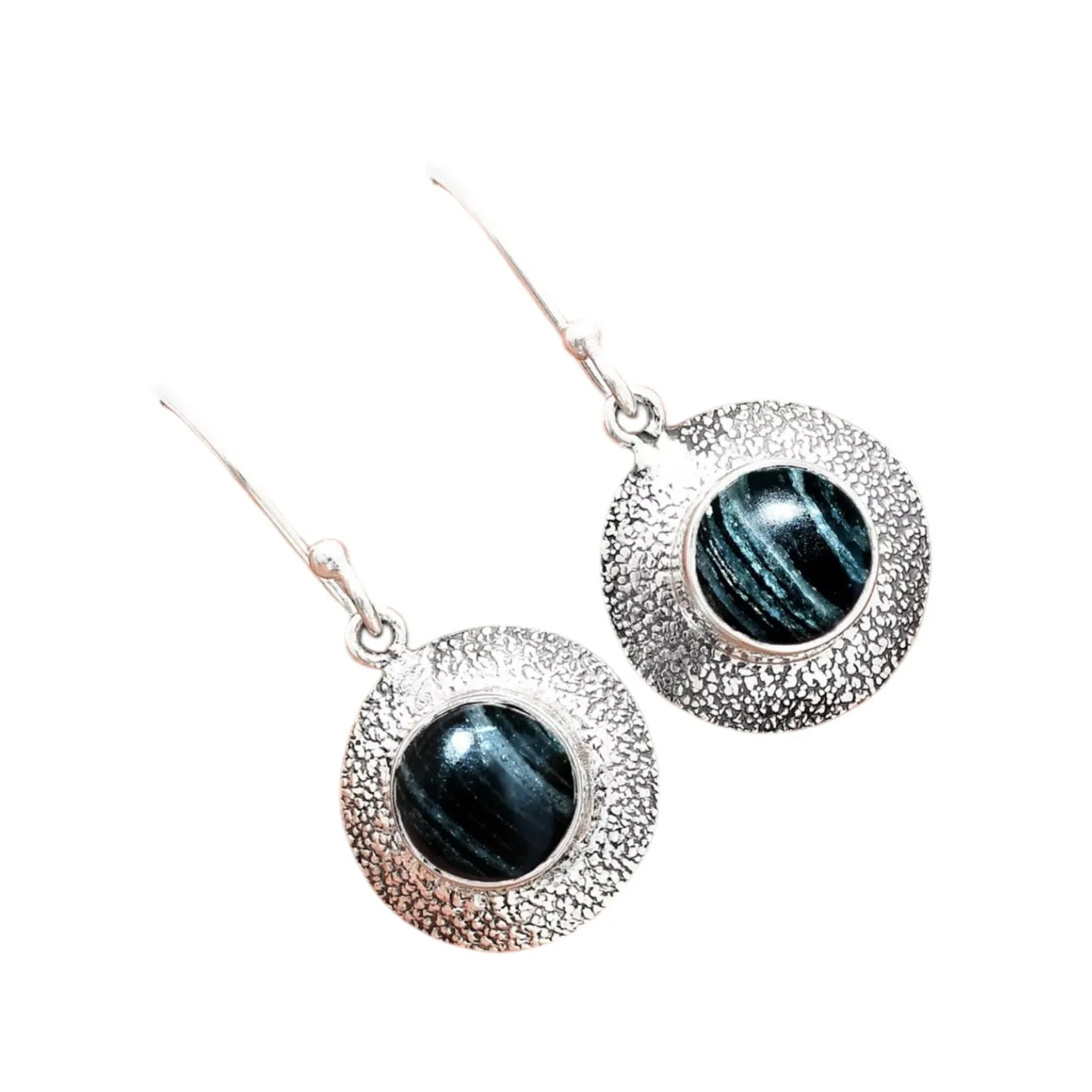 Silver Leaf Obsidian Solid 925 Sterling Silver Earrings