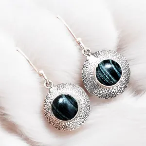 Silver Leaf Obsidian Solid 925 Sterling Silver Earrings
