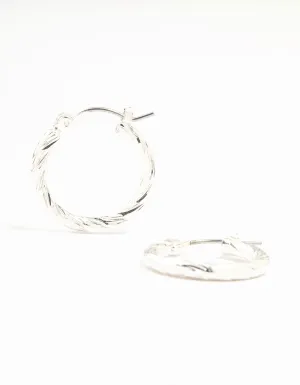 Silver Line Detail Small Hoop Earrings