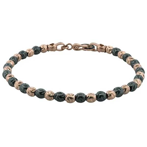 Simon G. Two-Tone Men's Hammered Bead Bracelet