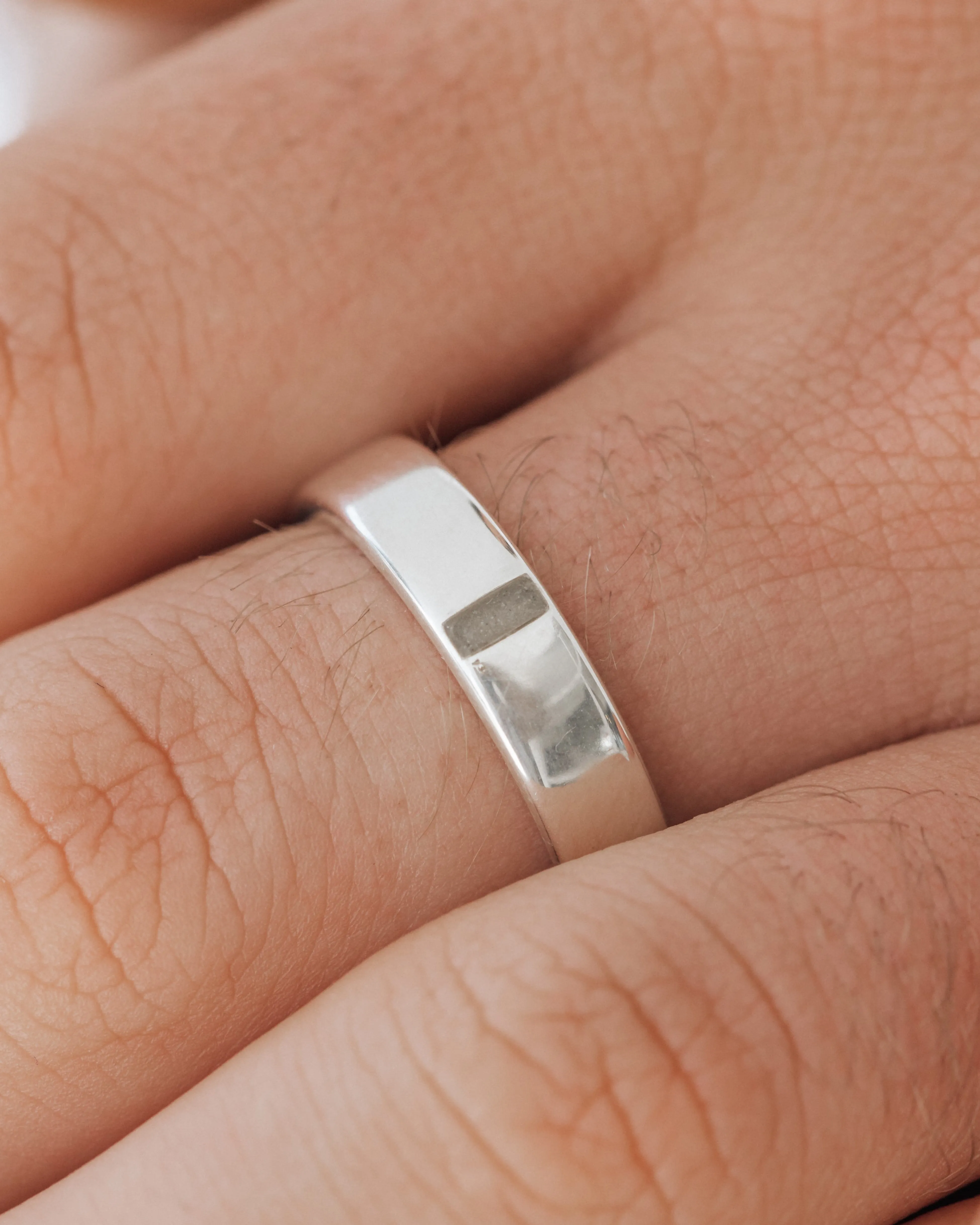 Simple Band Cremation Ring in 14K White Gold