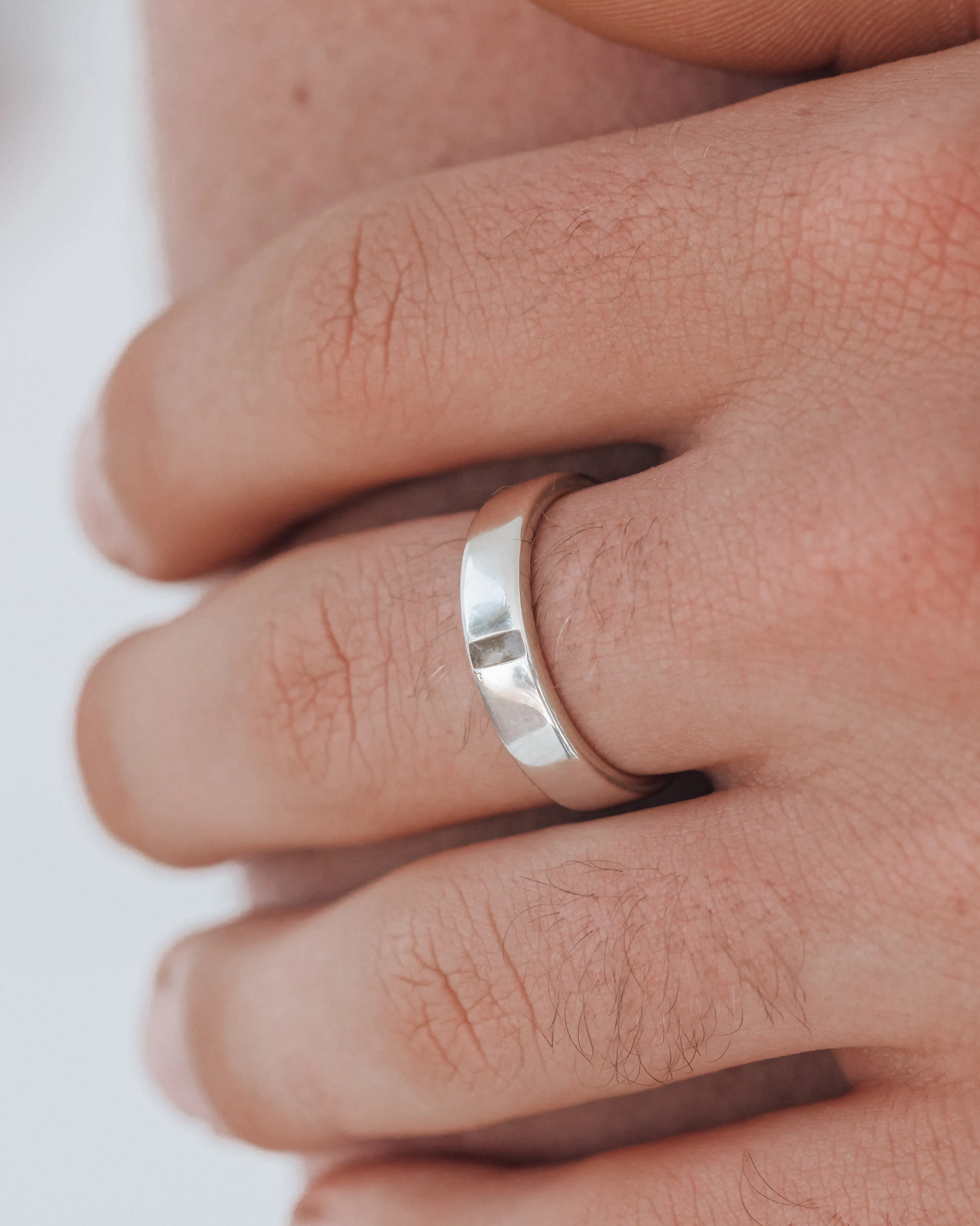 Simple Band Cremation Ring in 14K White Gold