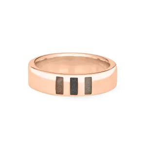 Simple Band Three Setting Cremation Ring in 14K Rose Gold