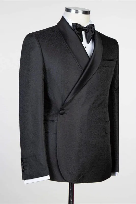 Simple Black Fashion Shawl Lapel Men Suits for Wedding