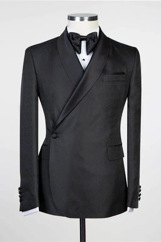 Simple Black Fashion Shawl Lapel Men Suits for Wedding