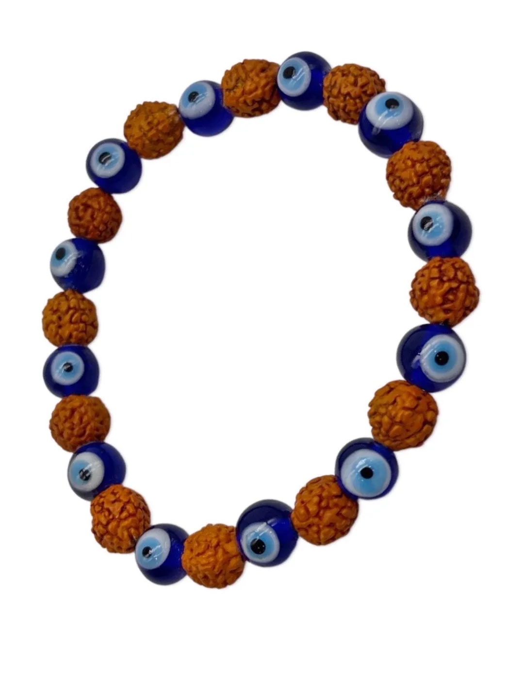 Simple Designer Bracelet Beaded With Rudraksha & Evil Eye Charms