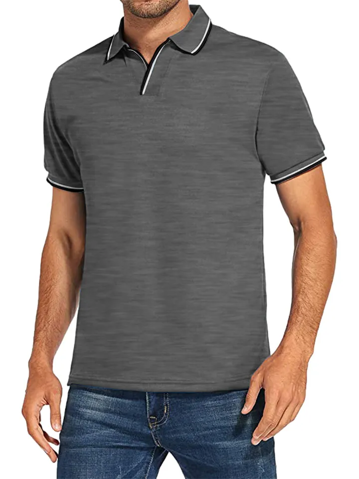 Simple Office Wear Solid Cozy Short Sleeve POLO Shirt for Men