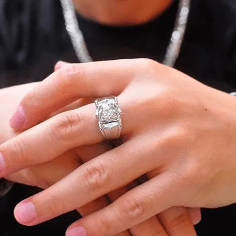 Simple Round Cut Diamond Men's Ring