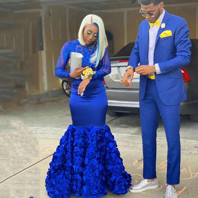 Simple Royal Blue Men's Suit Notch Lapel Slim Fit Prom Outfits