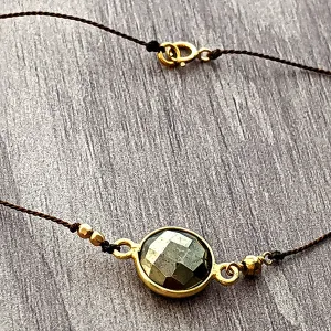 Simple Silk Pyrite Gold Bracelet