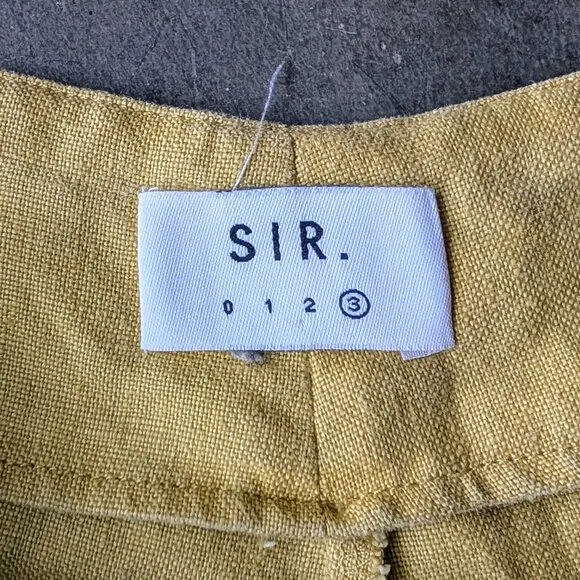 SIR The Label Mariele Zip Shorts Yellow Linen High Rise size US 8