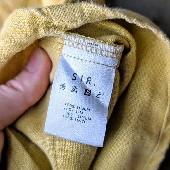 SIR The Label Mariele Zip Shorts Yellow Linen High Rise size US 8