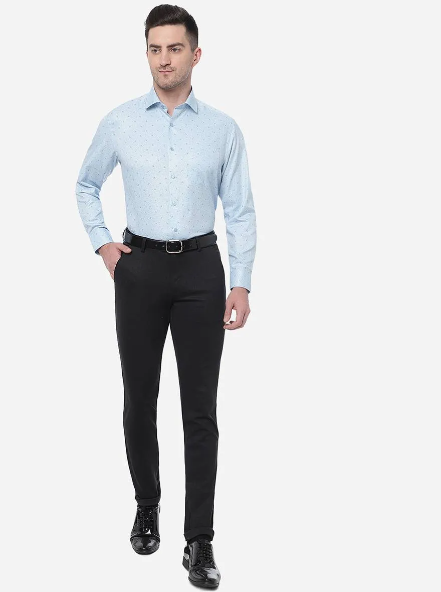 Sky Blue Printed Regular Fit Formal Shirt | Greenfibre