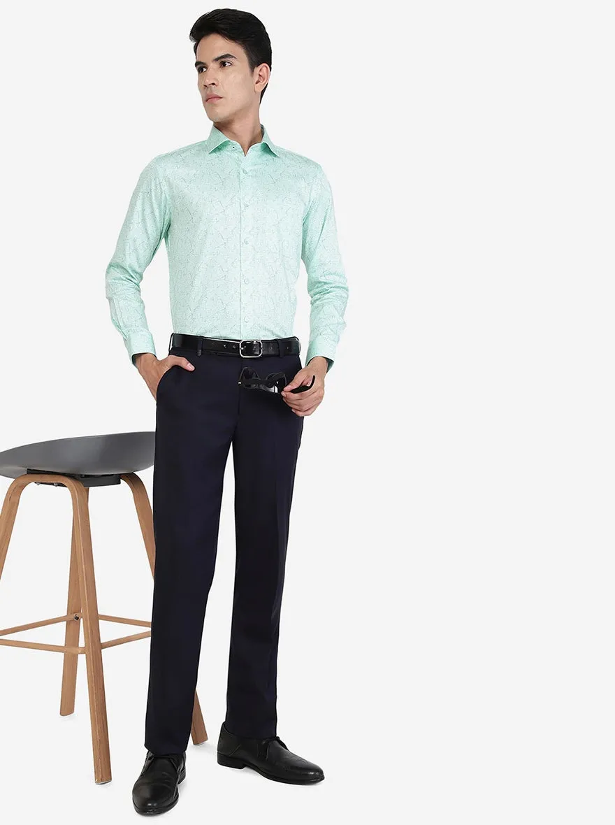Sky Blue Printed Slim Fit Formal Shirt | Greenfibre