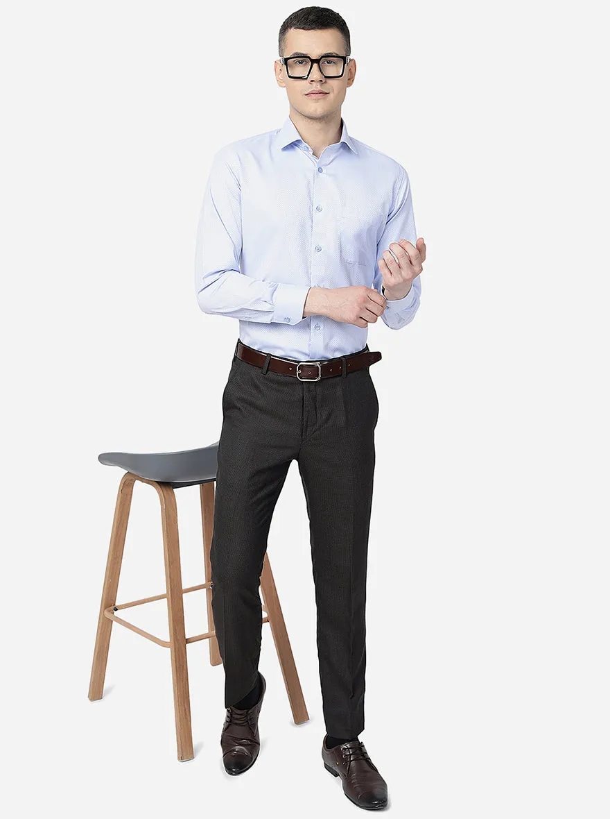 Sky Blue Printed Slim Fit Formal Shirt | Greenfibre