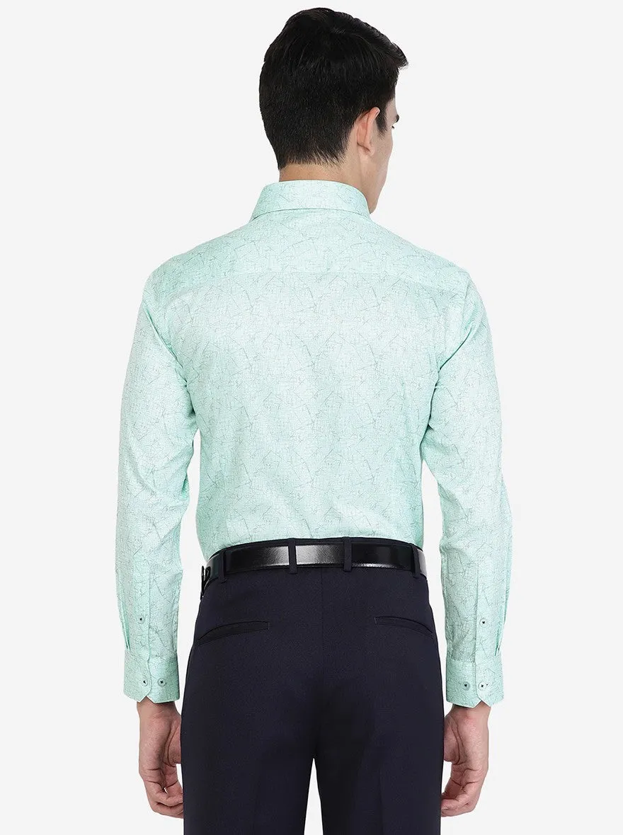 Sky Blue Printed Slim Fit Formal Shirt | Greenfibre