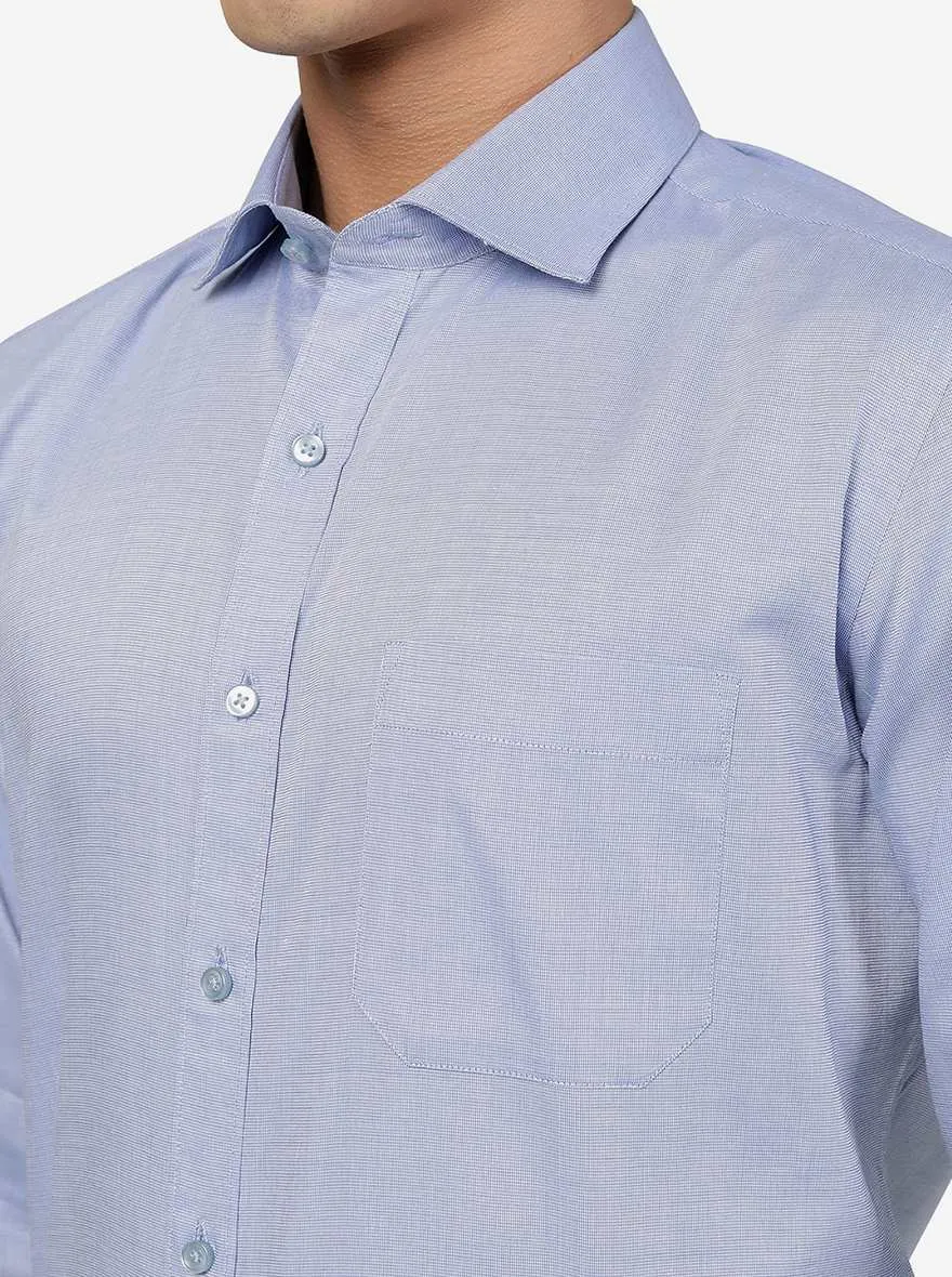 Sky Blue Solid Slim Fit Formal Shirt | Greenfibre
