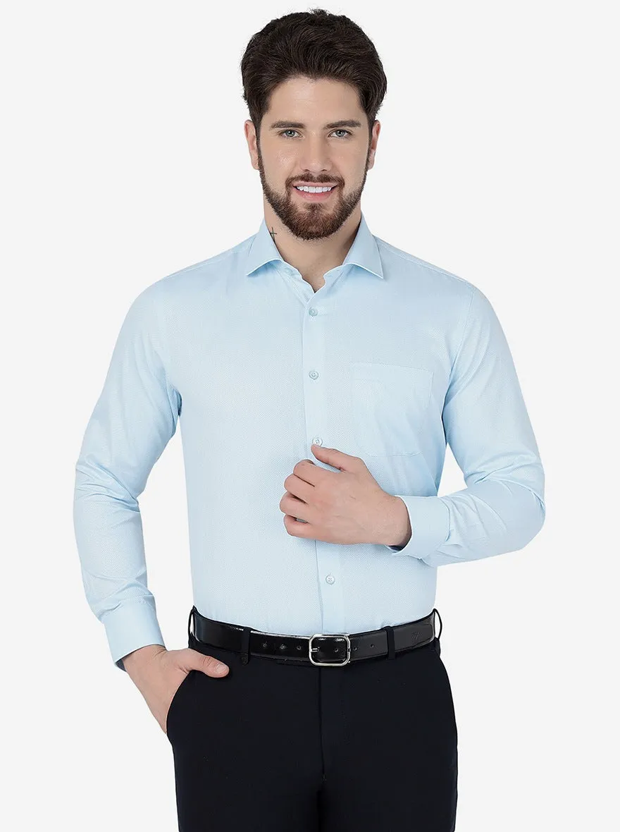 Sky Blue Solid Slim Fit Formal Shirt | Greenfibre