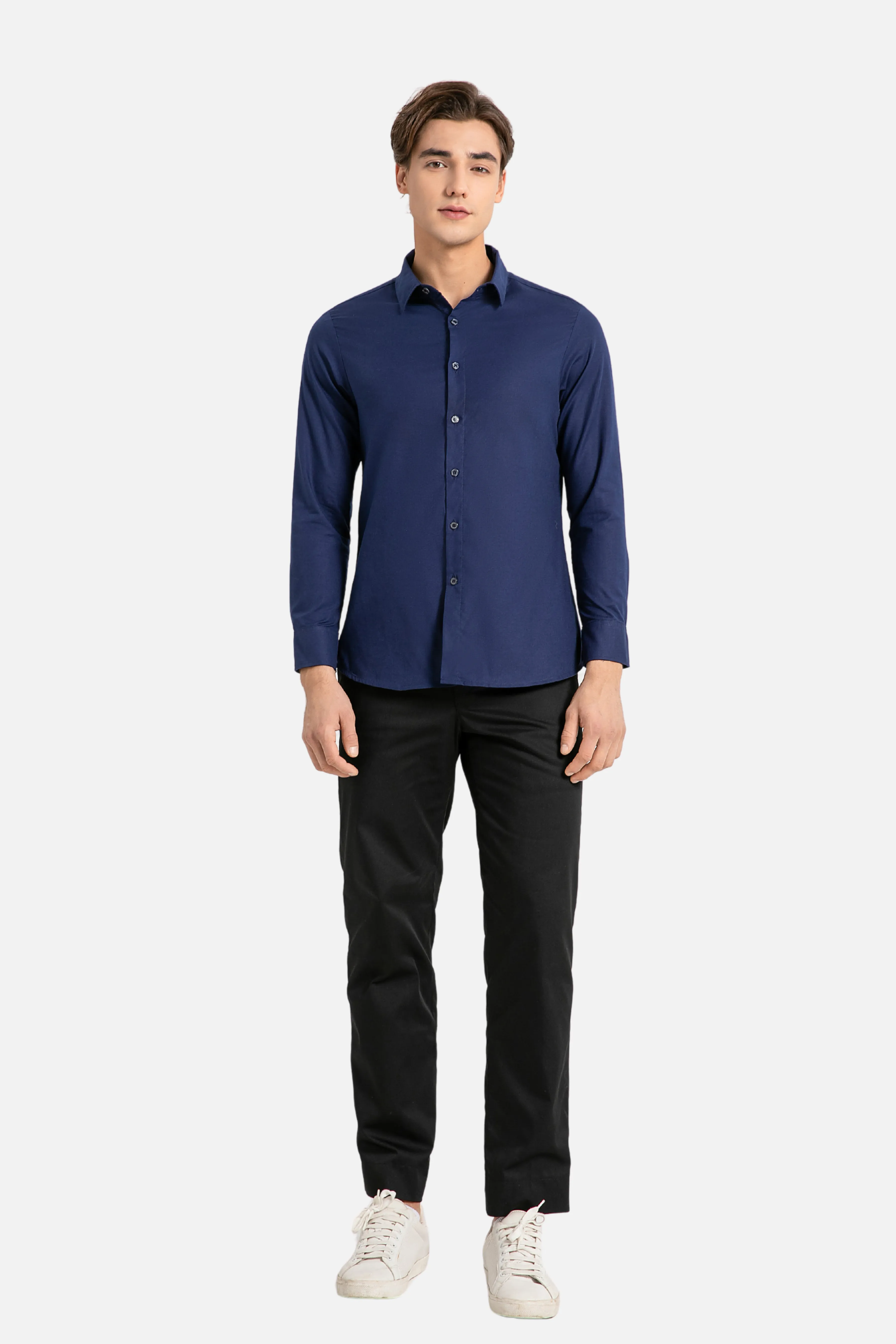 Skyler Navy Blue Blue Shirt, Long Sleeve