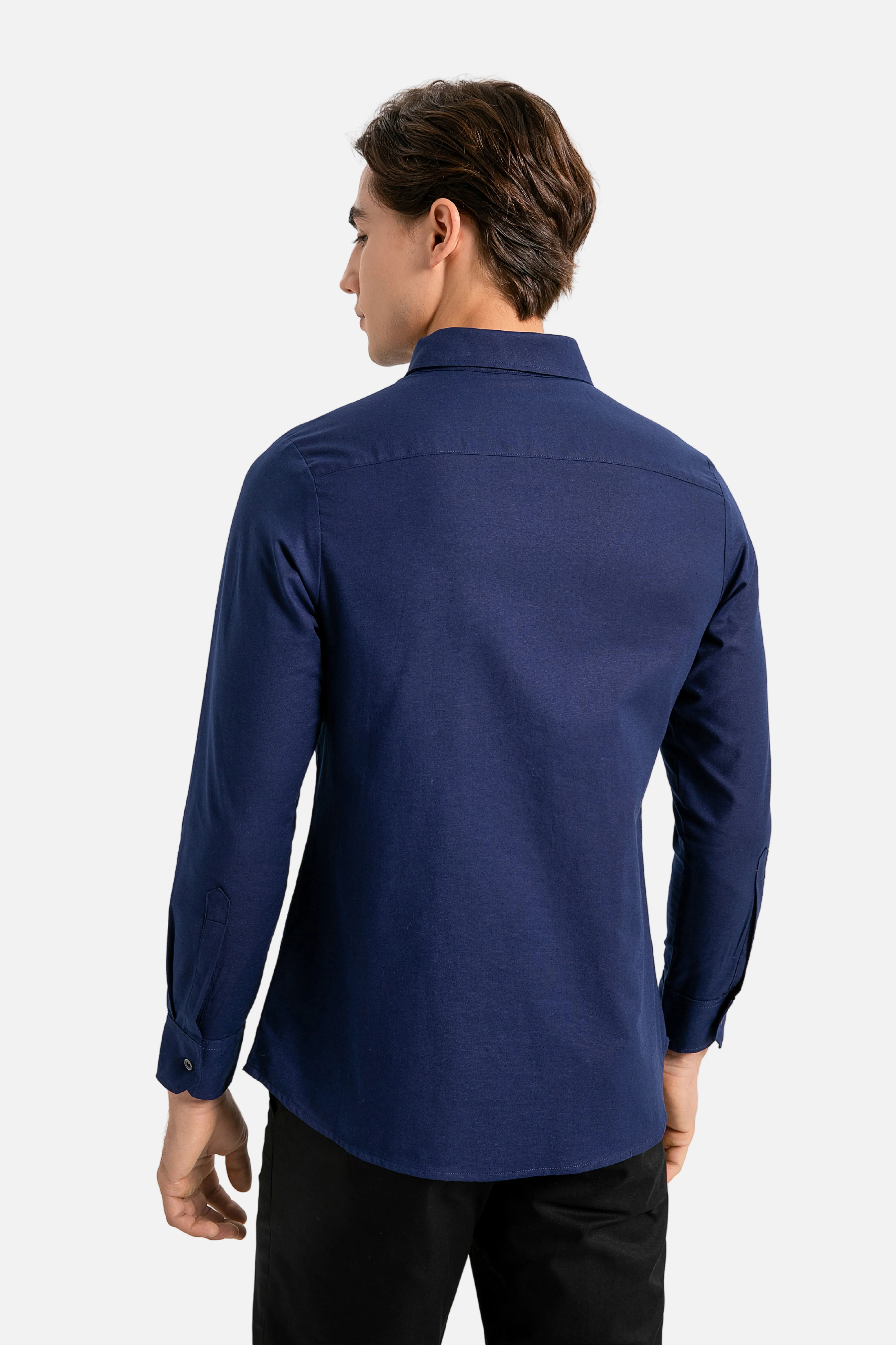 Skyler Navy Blue Blue Shirt, Long Sleeve