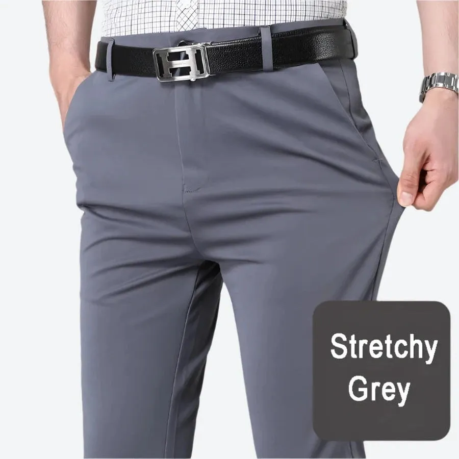 Slim-Fit Classic Buttoned Dress Pants