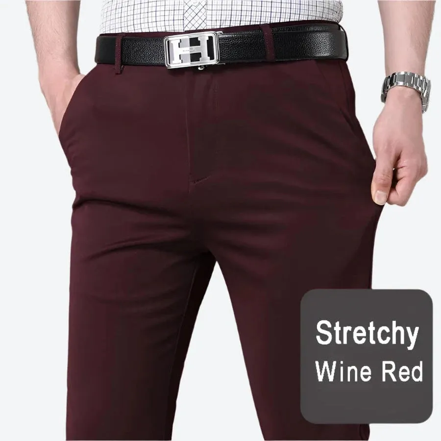 Slim-Fit Classic Buttoned Dress Pants