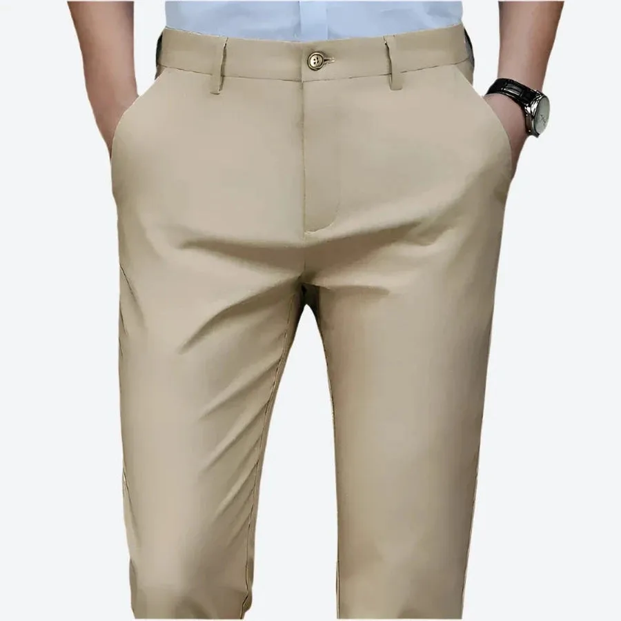 Slim-Fit Classic Buttoned Dress Pants
