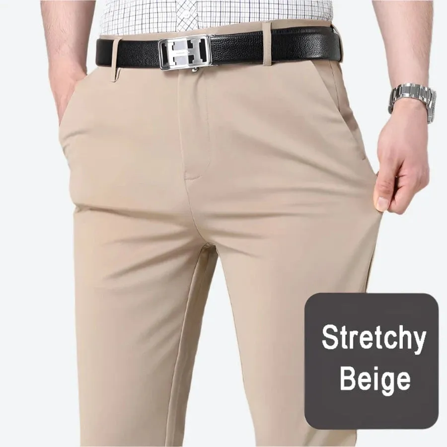 Slim-Fit Classic Buttoned Dress Pants