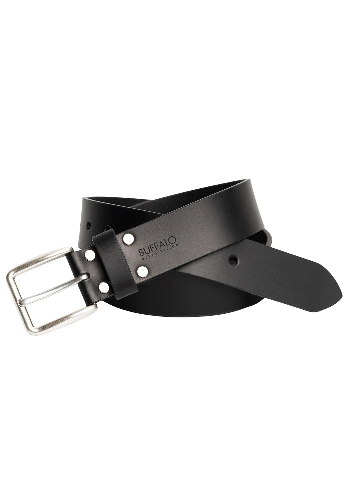 Smooth Full Grain Black Buffalo Leather Belt - BB1001C04