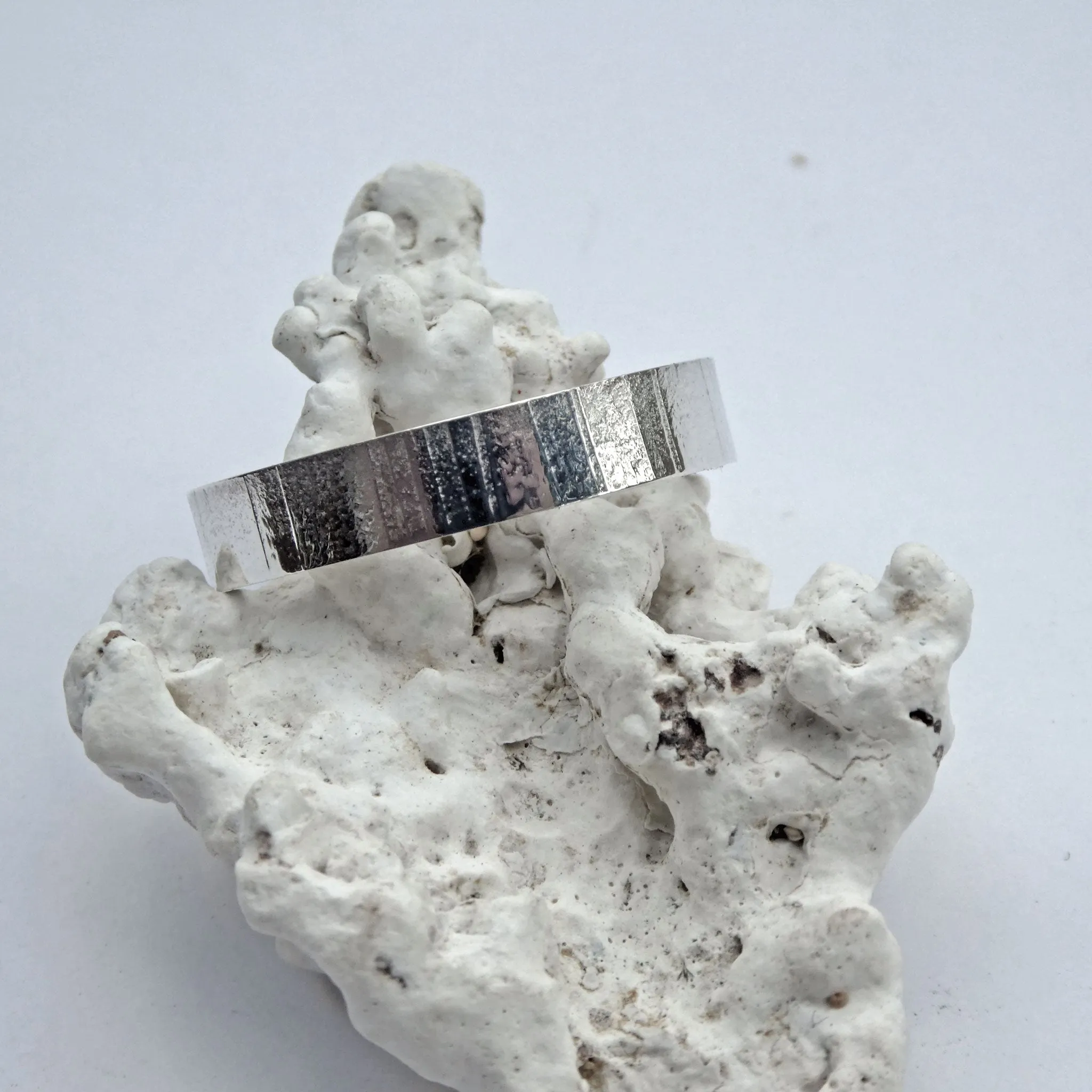 Solid Sterling Silver "Bamboo" Texture Men's Ring