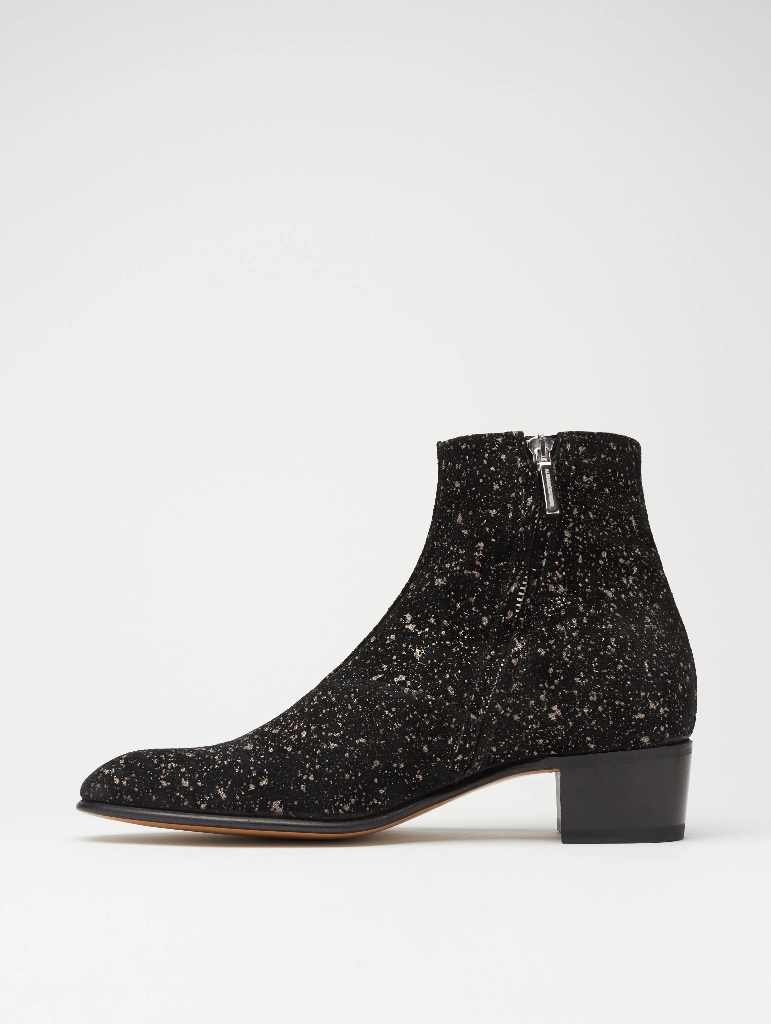 SONNY 40MM ANKLE BOOT IN GLAM BLACK SUEDE