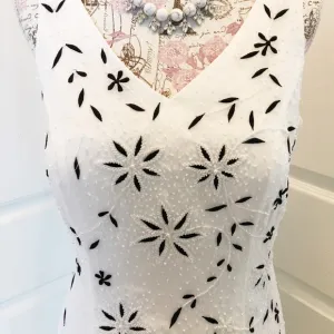 Special Occasion White and Black Beaded Dress