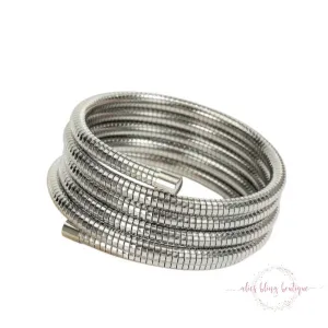 Spiral Elegance - Silver Coil Bracelet