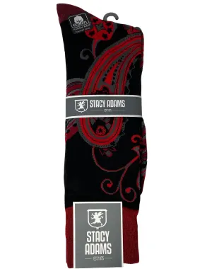 Stacy Adams Paisley Dress Socks - Black & Red