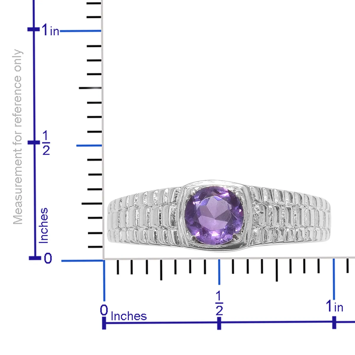 Stainless Steel 1.20 ct African AMETHYST Unisex Solitaire Ring