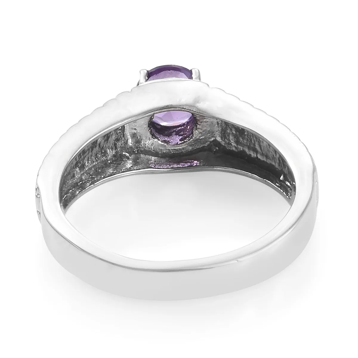 Stainless Steel 1.20 ct African AMETHYST Unisex Solitaire Ring