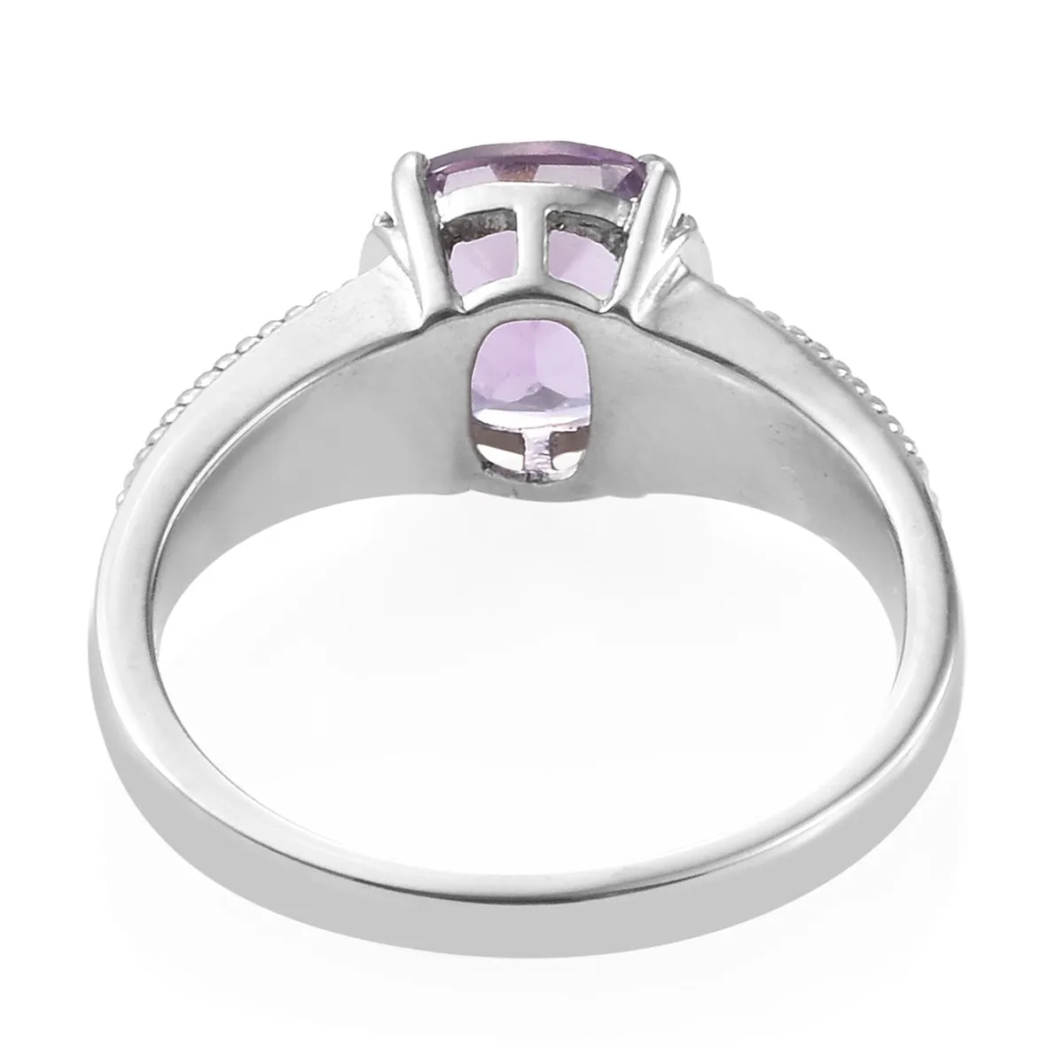 Stainless Steel 2.90 ct Rose De France AMETHYST Unisex Solitaire Ring (size 11)