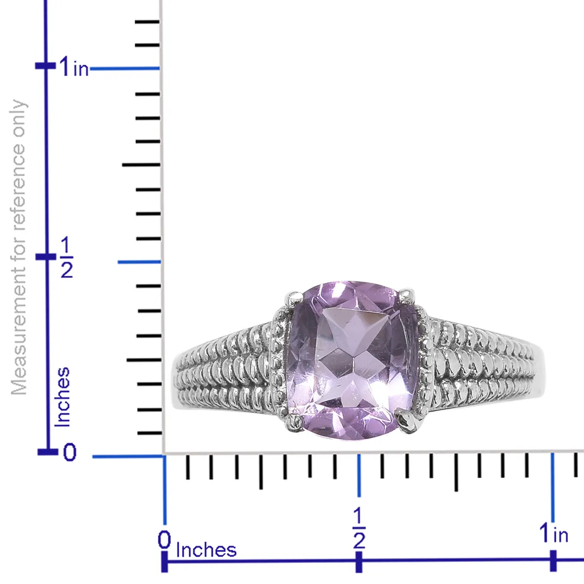Stainless Steel 2.90 ct Rose De France AMETHYST Unisex Solitaire Ring (size 11)
