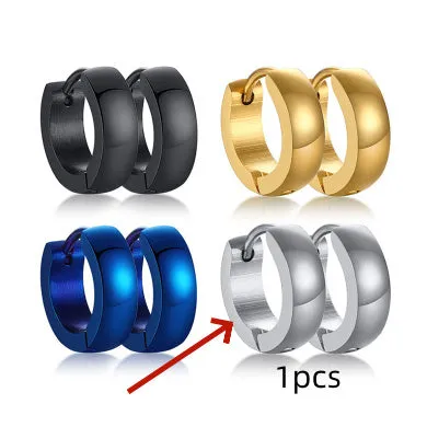Stainless Steel Light Body Inner Sand Earrings Japanese And Korean Simple Men
