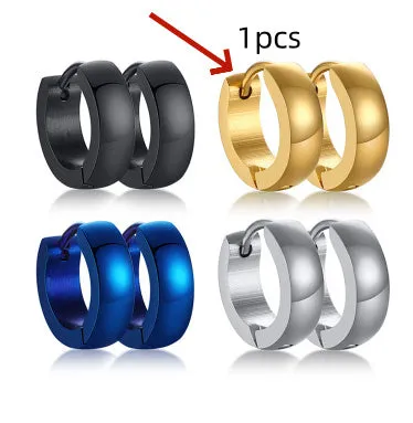 Stainless Steel Light Body Inner Sand Earrings Japanese And Korean Simple Men