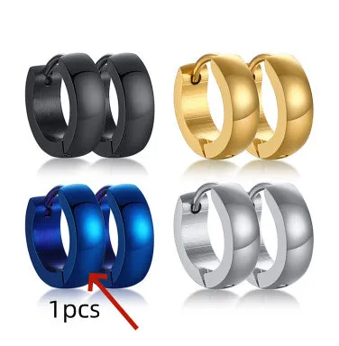 Stainless Steel Light Body Inner Sand Earrings Japanese And Korean Simple Men