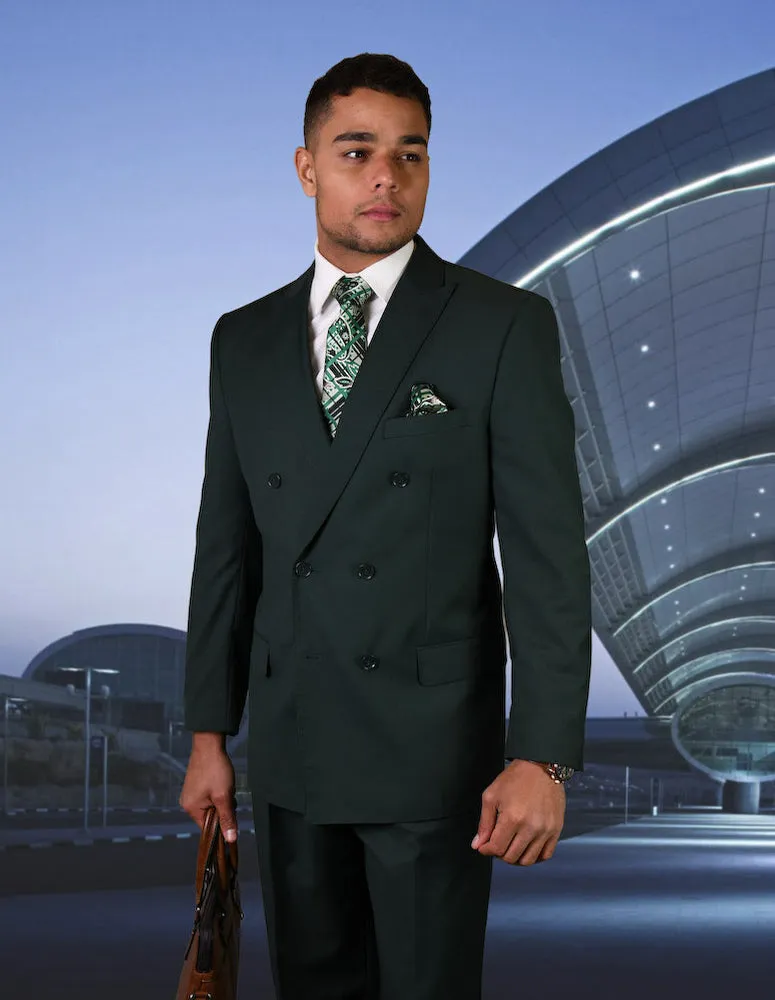 Statement Men's 2-Piece 100% Wool Modern Fit Fashion Suit – Double-Breasted Style