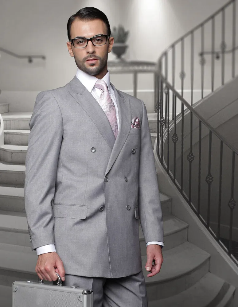 Statement Men's 2-Piece 100% Wool Modern Fit Fashion Suit – Double-Breasted Style