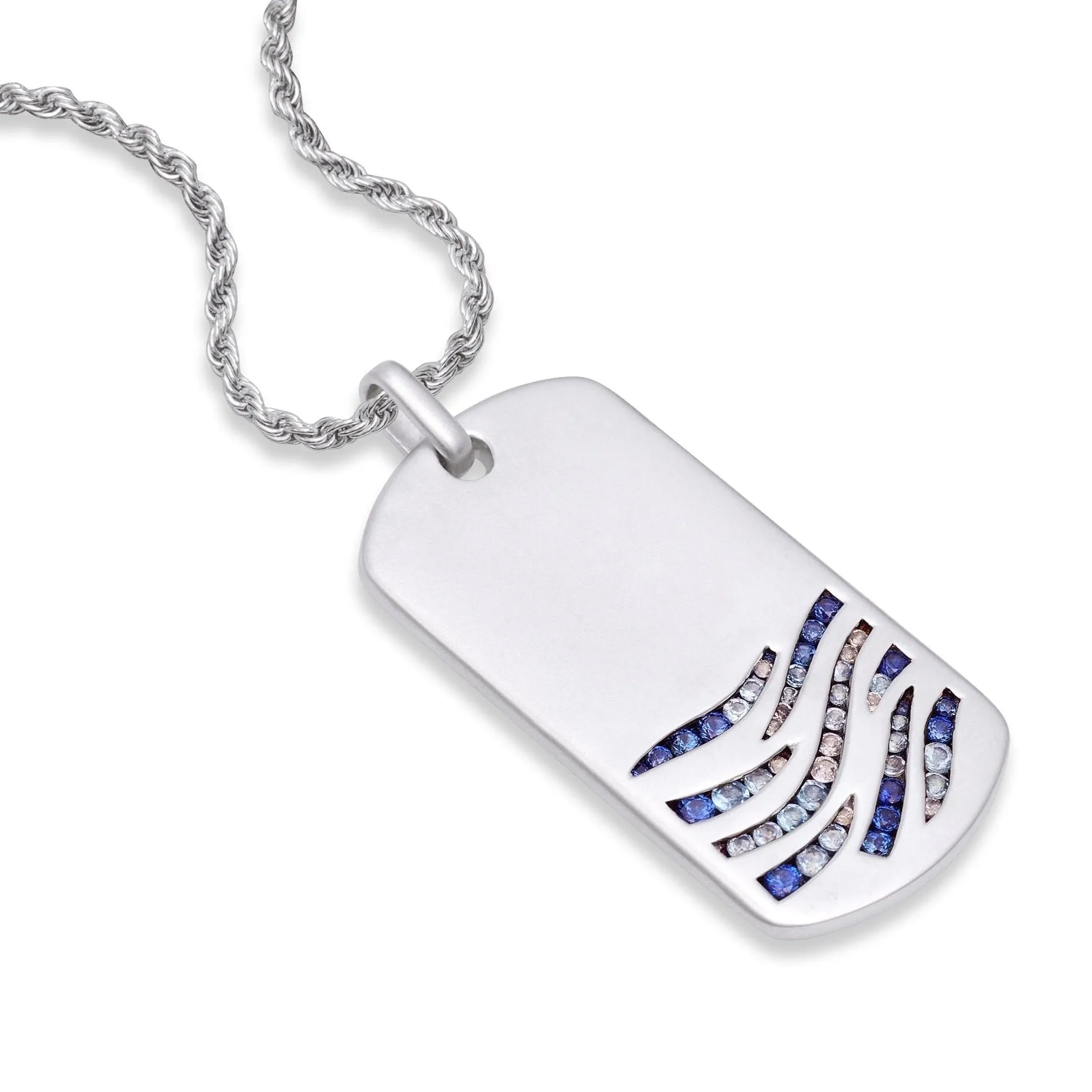 Sterling Silver Blue Sapphire & Topaz Tag
