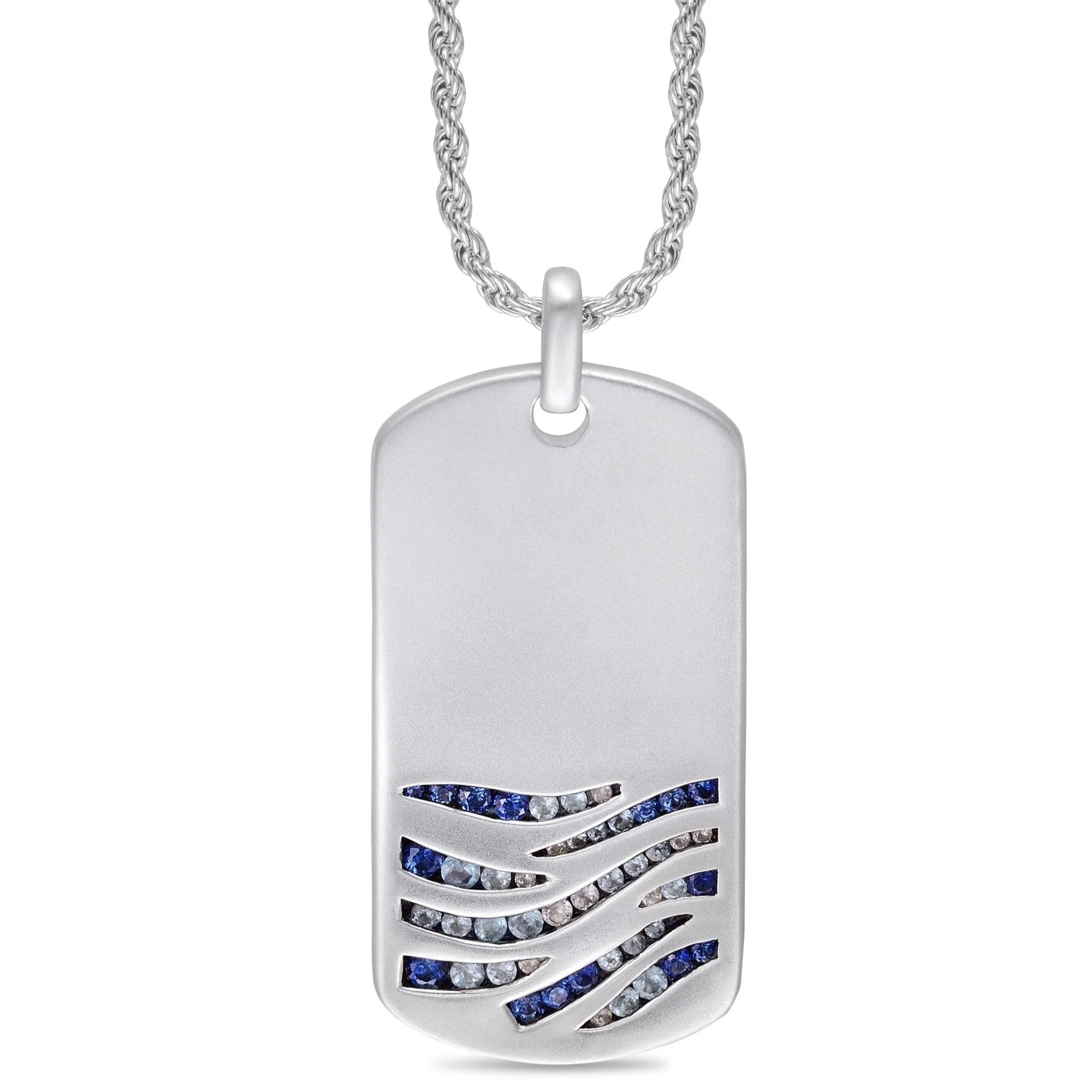 Sterling Silver Blue Sapphire & Topaz Tag