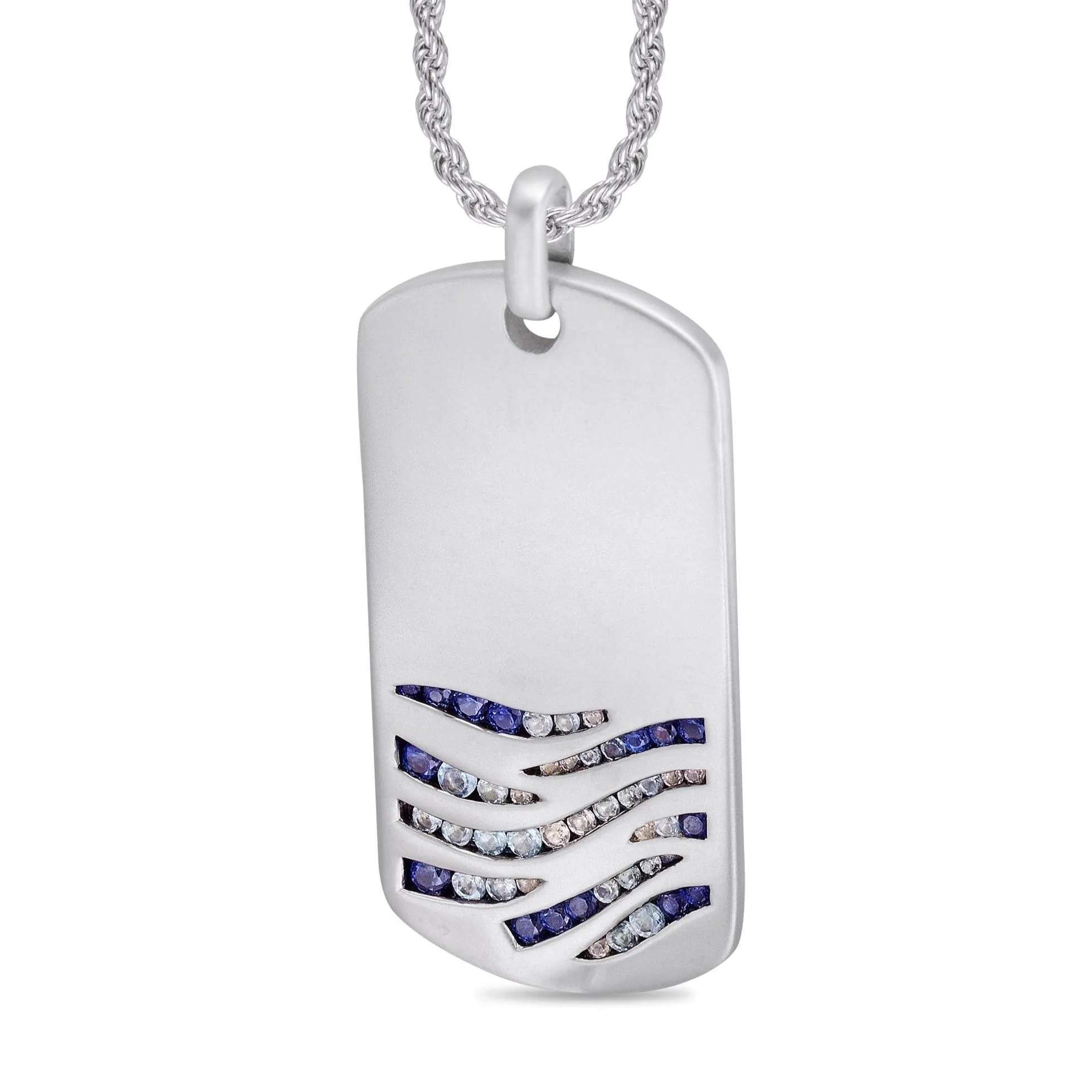 Sterling Silver Blue Sapphire & Topaz Tag