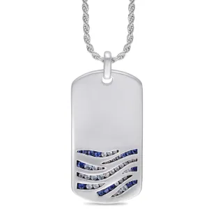 Sterling Silver Blue Sapphire & Topaz Tag