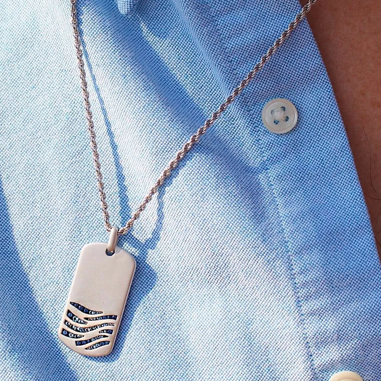 Sterling Silver Blue Sapphire & Topaz Tag